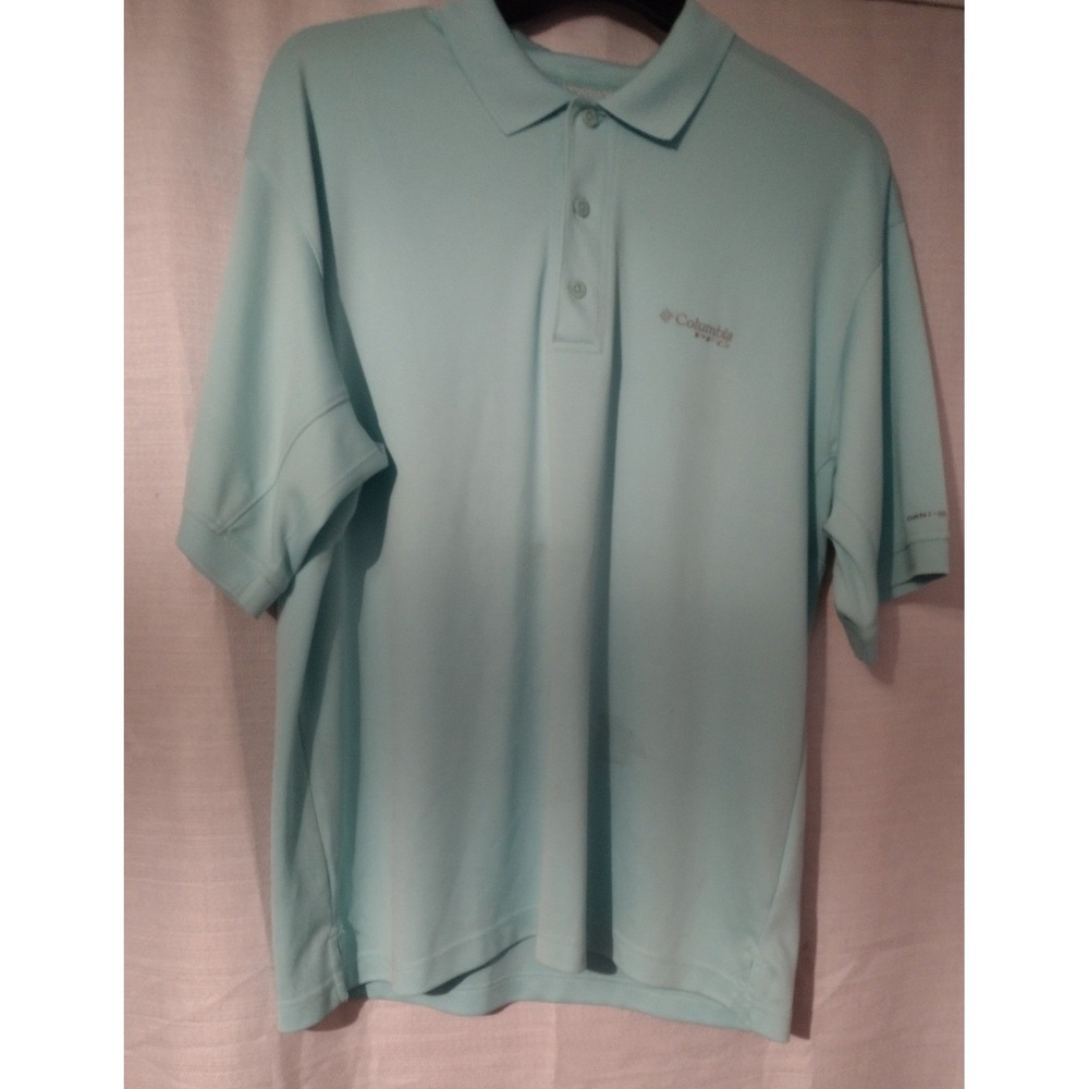 Columbia PFG Omni-Shade Men's XL Fishing Polo Shirt Teal Vented Back Performance